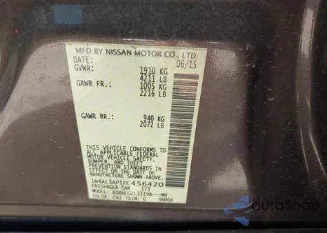 2015 Nissan Altima 2.5 S from USA, damaged, VIN 1N4AL3AP1FC456420